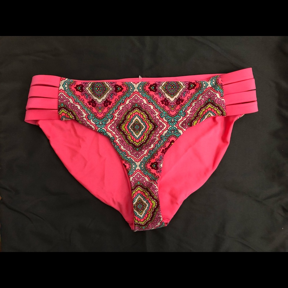 Bikini Village mandala pink strapped side bikini bottom